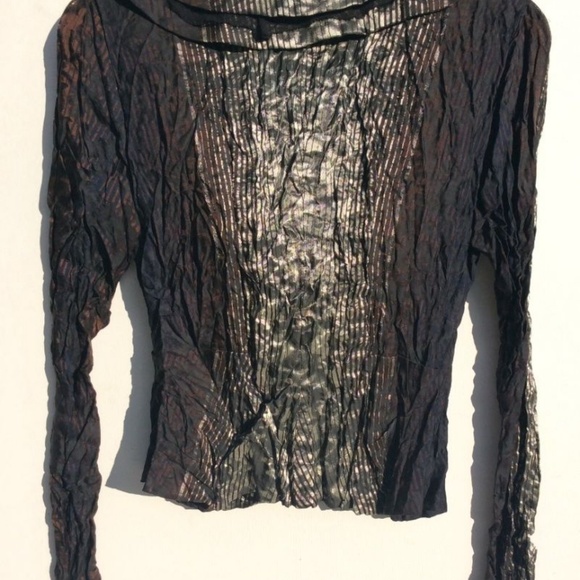 ALBERTO MAKALI metallic ruffle Blouse top 4 small - Picture 5 of 8